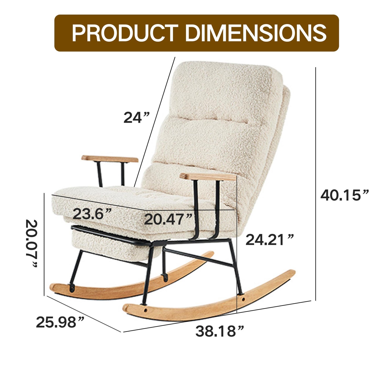 Modern Gliding Rocking Chair with Adjustable Recline, High Back & Retractable Footrest for Living Room, Bedroom, and Nursery