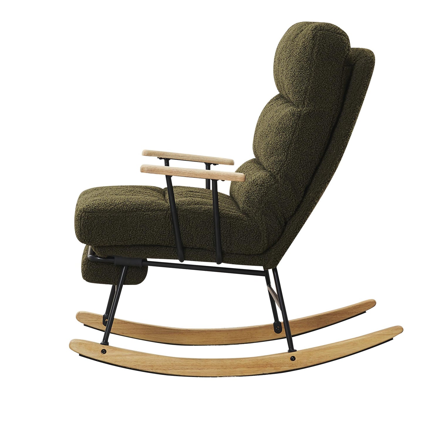 Modern Gliding Rocking Chair with Adjustable Recline, High Back & Retractable Footrest for Living Room, Bedroom, and Nursery