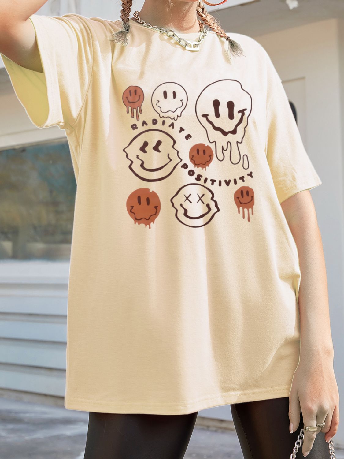 Radiate Positivity Graphic Round Neck Half Sleeve T-Shirt