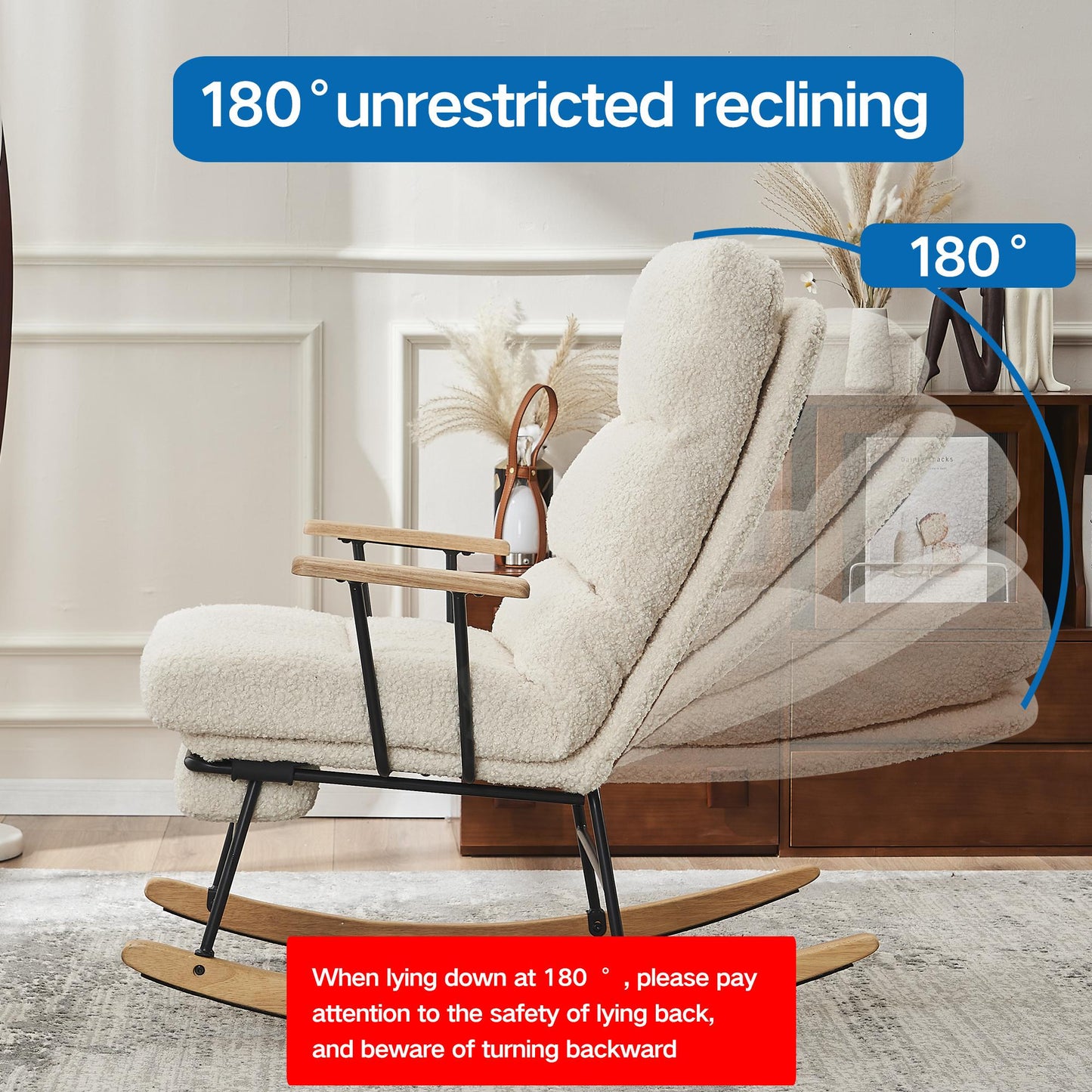 Modern Gliding Rocking Chair with Adjustable Recline, High Back & Retractable Footrest for Living Room, Bedroom, and Nursery