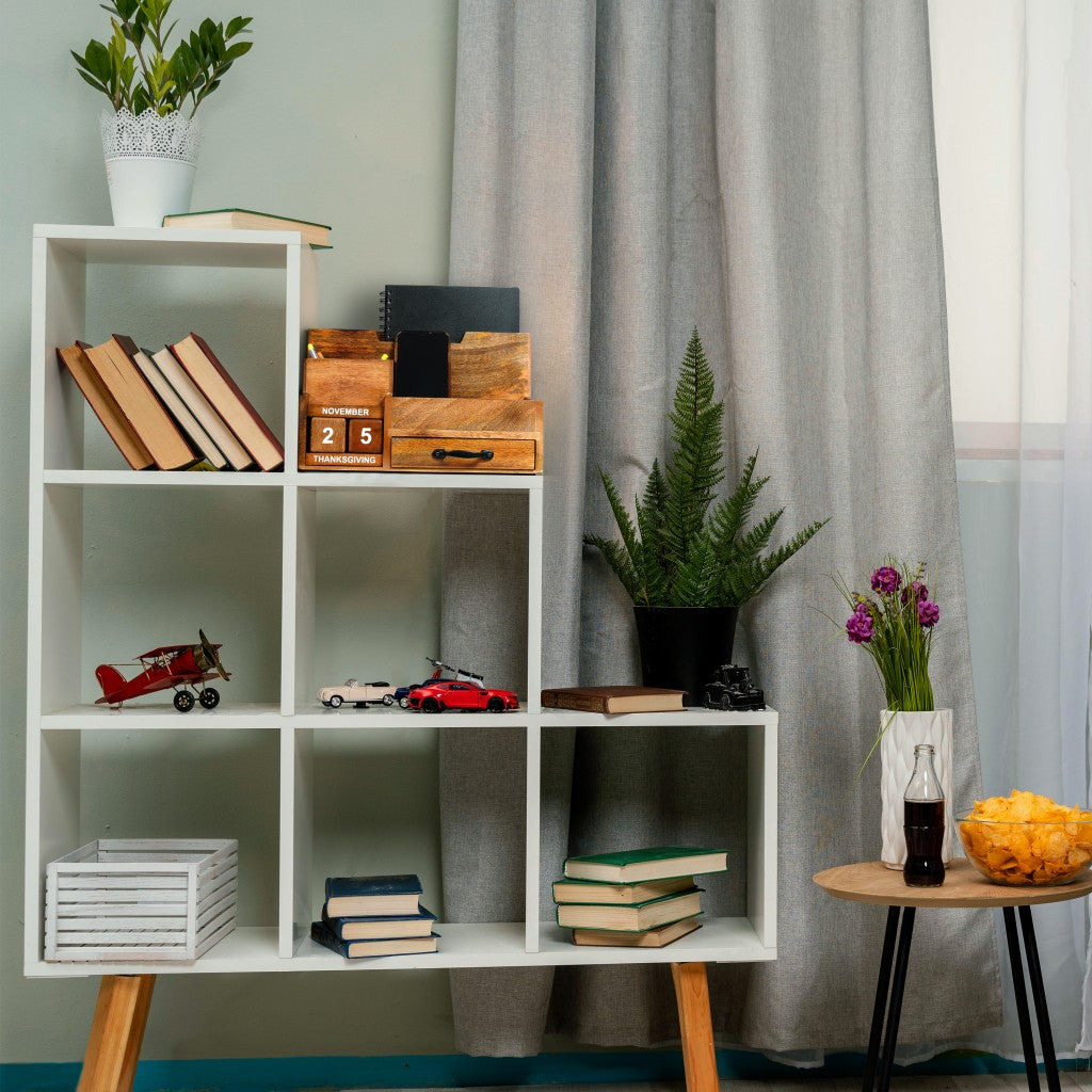 Rustic Wooden Desk Organizer with Calendar and Storage Drawer