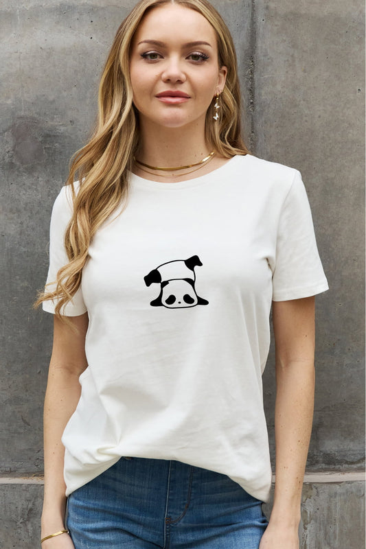 Panda Graphic Round Neck Short Sleeve T-Shirt