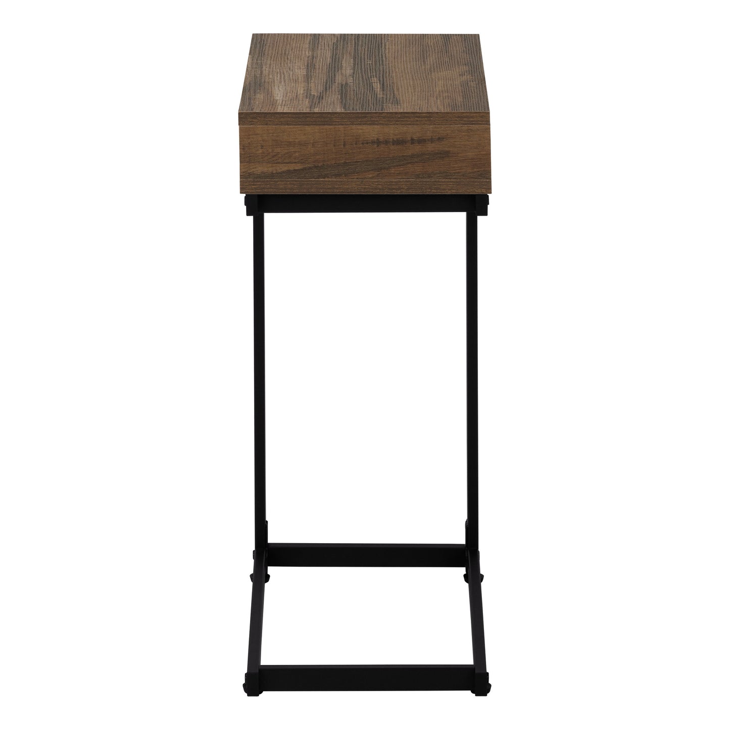 Modern Rustic Wood C-Shape Accent Table with Drawer for Living Room, Bedroom, or Home Office