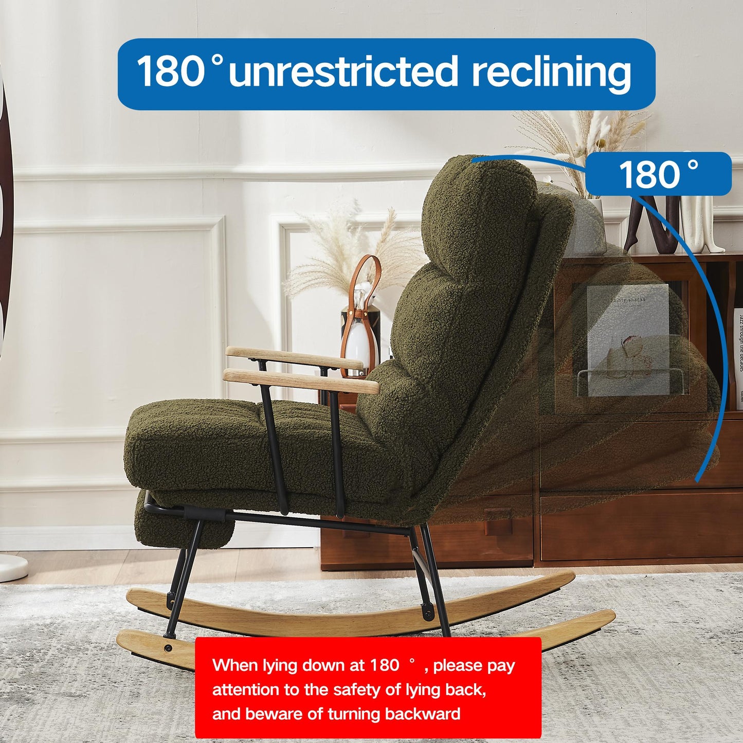 Modern Gliding Rocking Chair with Adjustable Recline, High Back & Retractable Footrest for Living Room, Bedroom, and Nursery