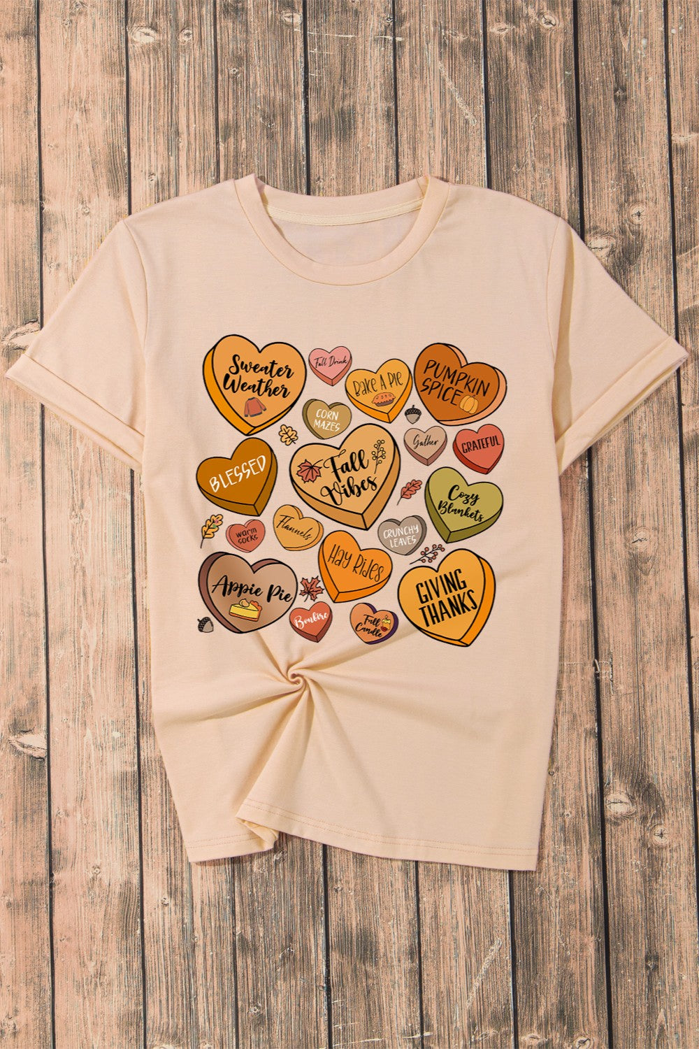 Hearts Graphic Round Neck Short Sleeve T-Shirt