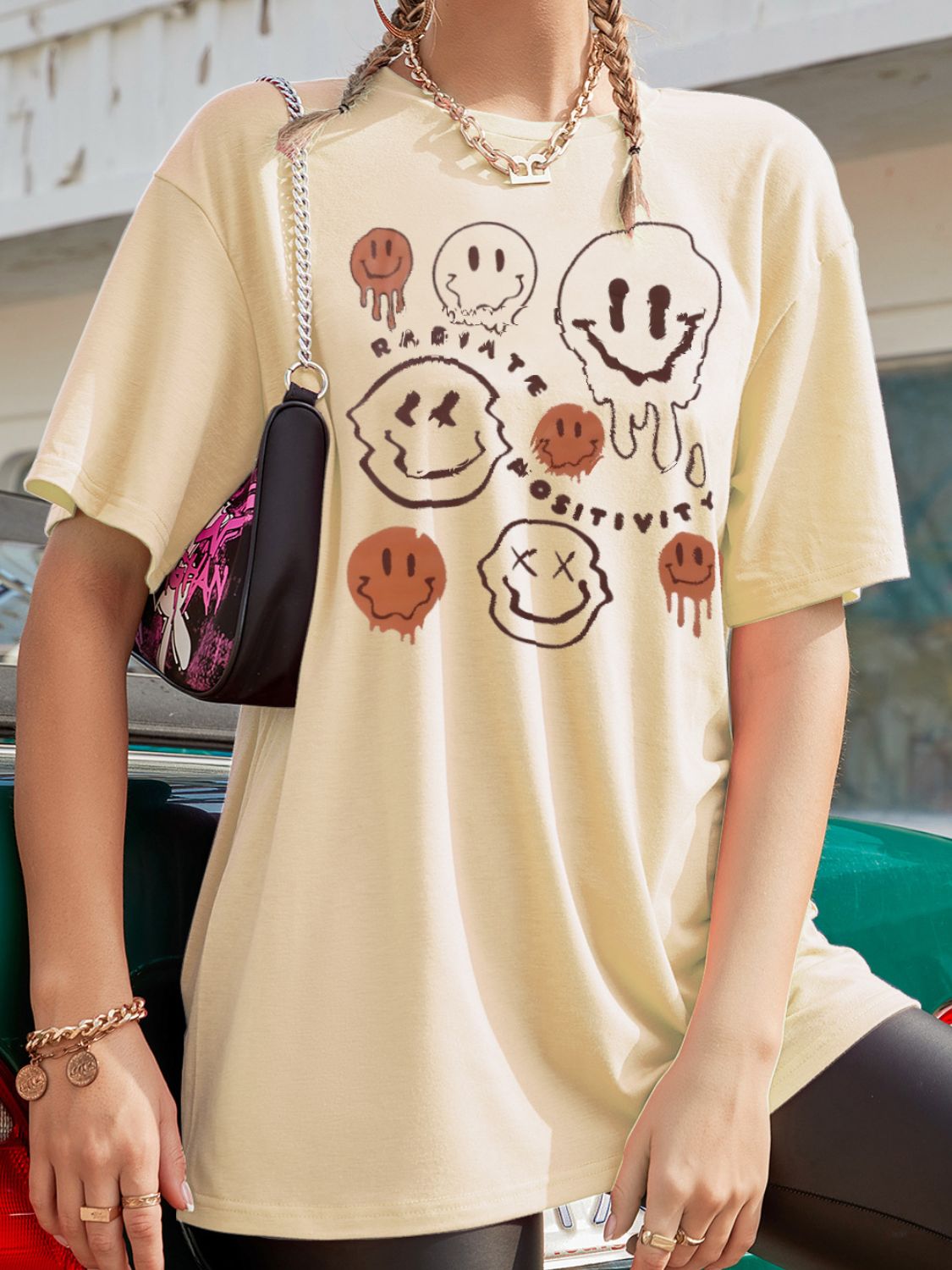 Radiate Positivity Graphic Round Neck Half Sleeve T-Shirt