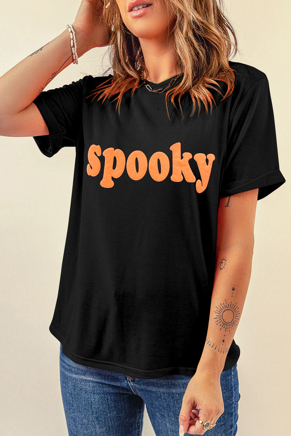 Spooky Round Neck Short Sleeve T-Shirt