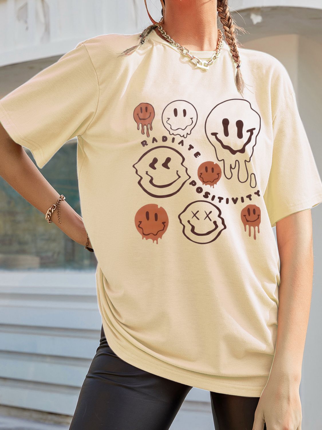 Radiate Positivity Graphic Round Neck Half Sleeve T-Shirt