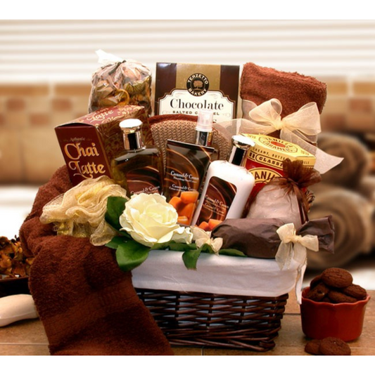 Caramel & Cream Spa Gift Basket, Spa Gift Set