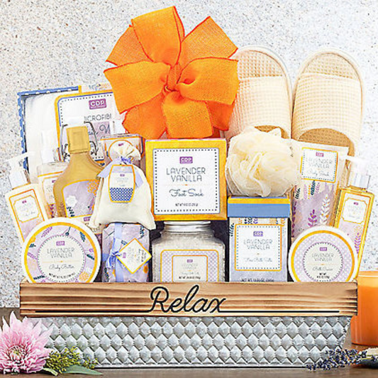 Lavender Vanilla Spa Gift Basket, Relaxation Spa Gift Set