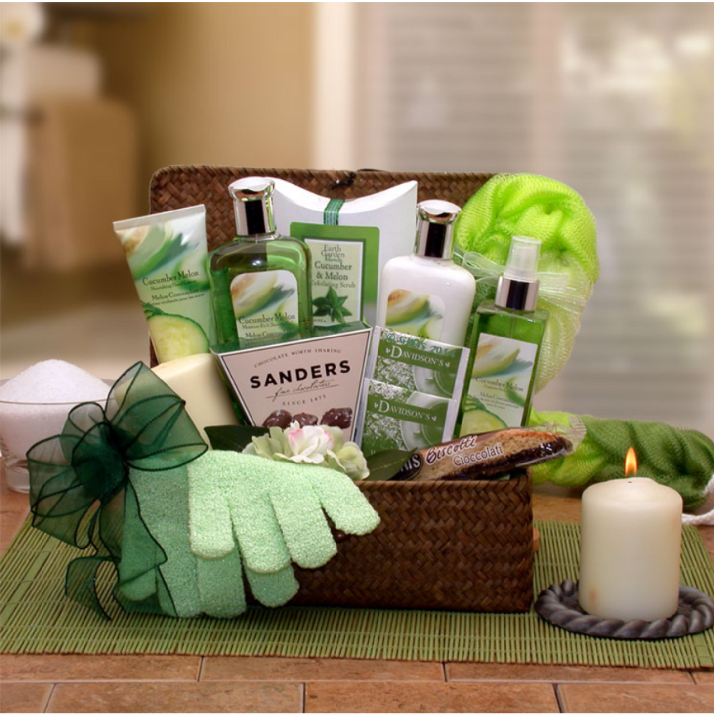 Cucumber Melon Spa Gift Basket, Spa Gift Set