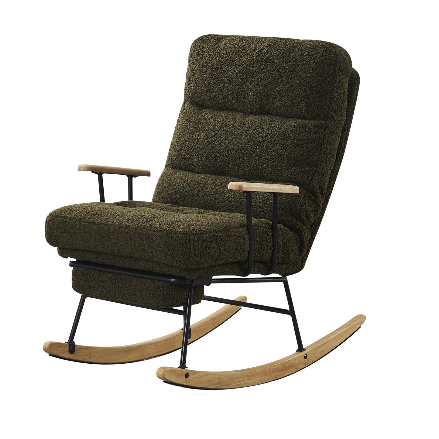 Modern Gliding Rocking Chair with Adjustable Recline, High Back & Retractable Footrest for Living Room, Bedroom, and Nursery