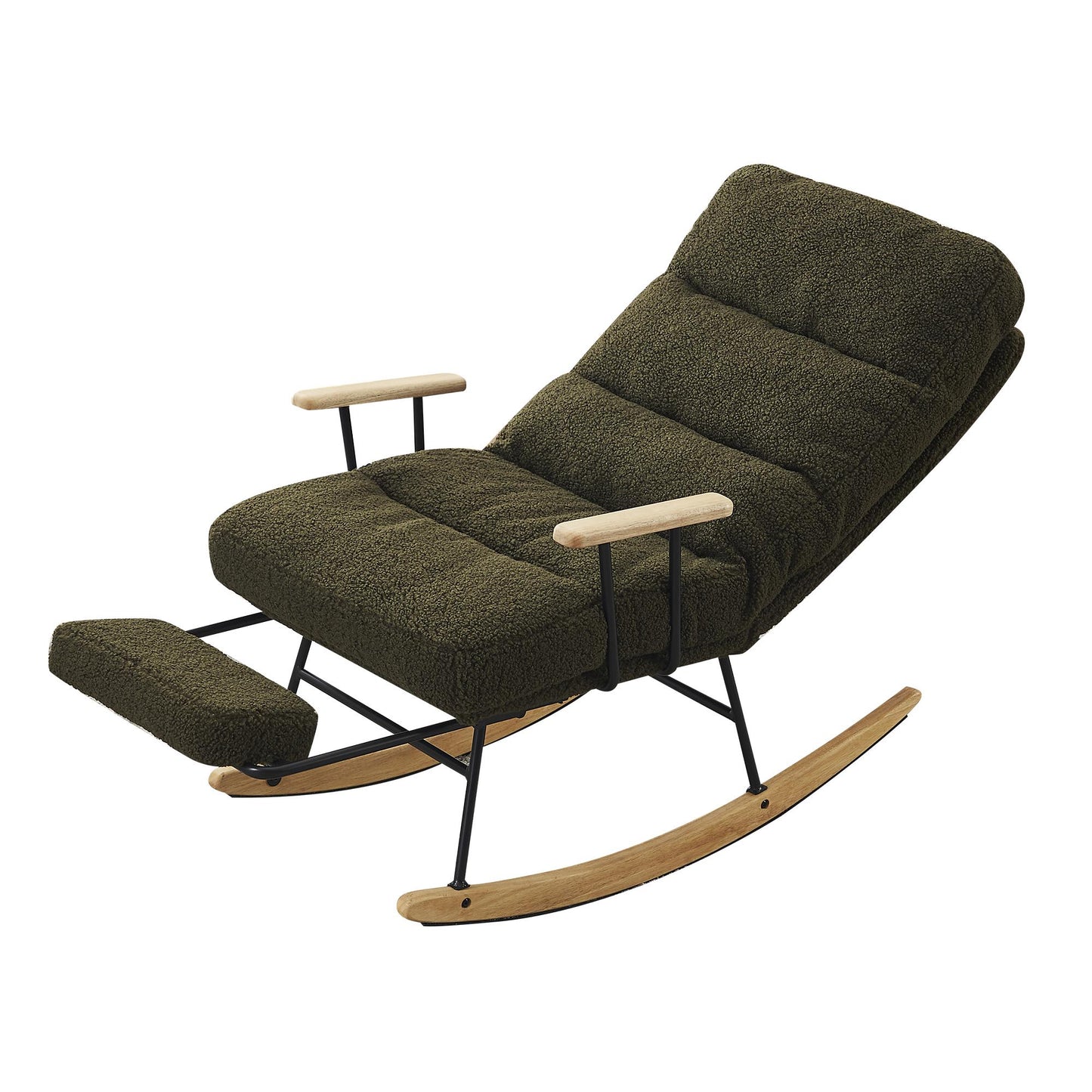 Modern Gliding Rocking Chair with Adjustable Recline, High Back & Retractable Footrest for Living Room, Bedroom, and Nursery