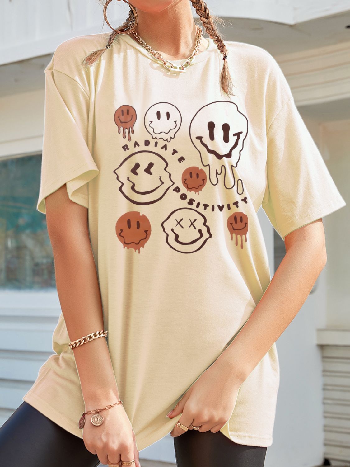 Radiate Positivity Graphic Round Neck Half Sleeve T-Shirt