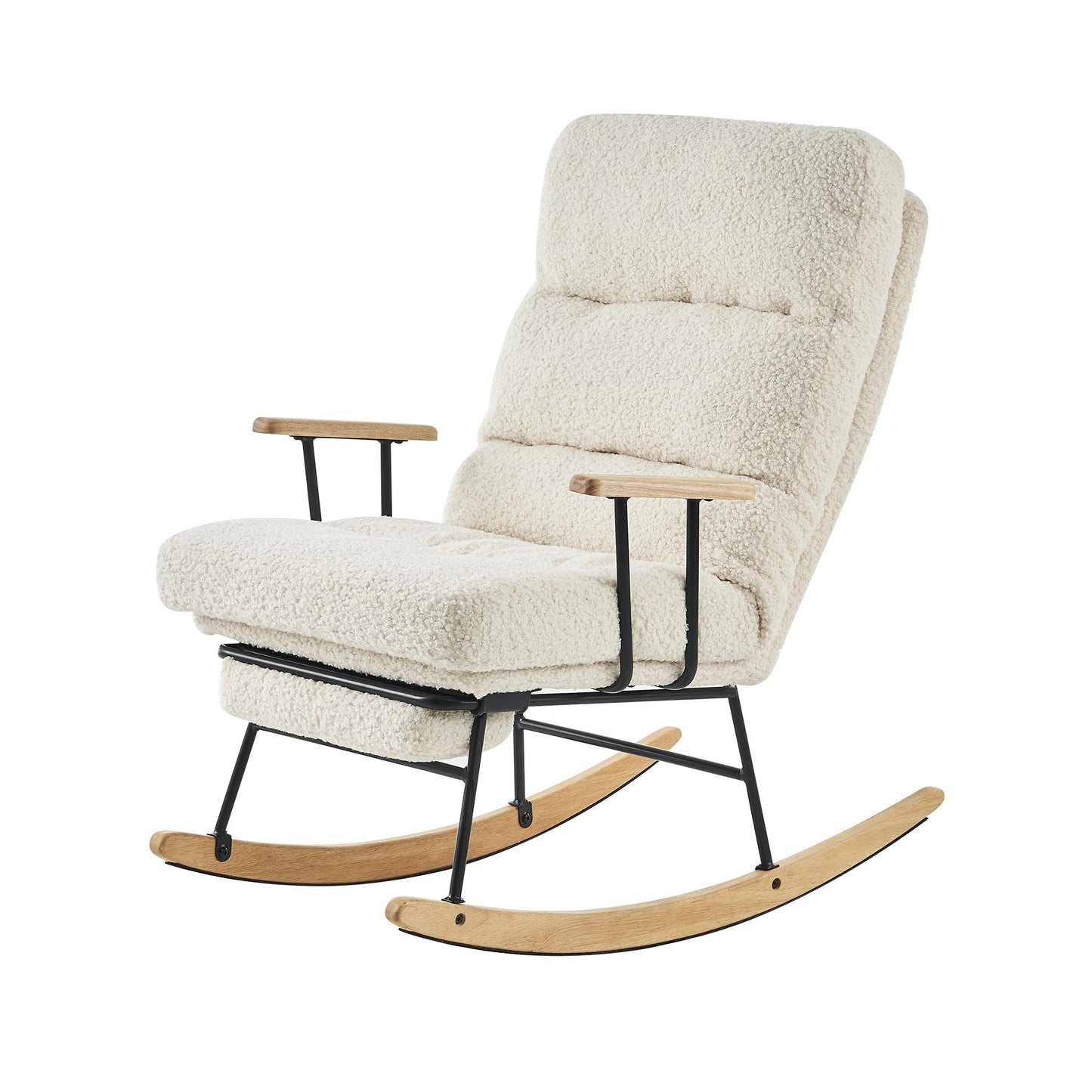 Modern Gliding Rocking Chair with Adjustable Recline, High Back & Retractable Footrest for Living Room, Bedroom, and Nursery